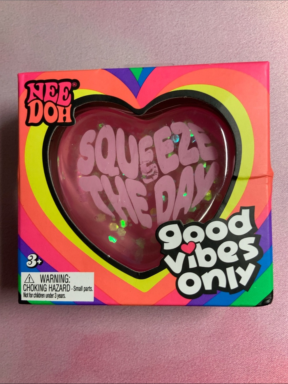NeeDoh Pink Heart Squishy Good Vibes Only